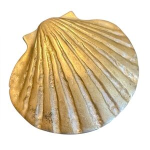 Vintage Decorative Brass Shell Small Dish 4” Wide